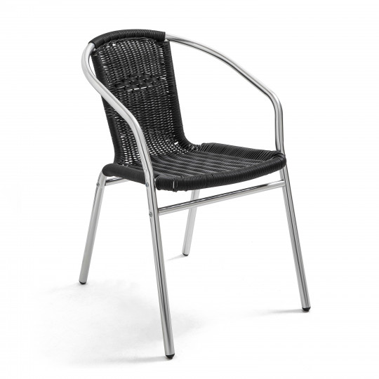 Chaises de terrasse de restaurant en aluminium et résine avec accoudoirs - Lot de 4 | Mobeventpro