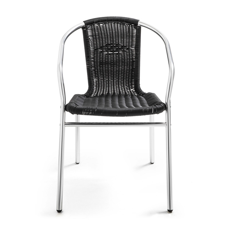Fauteuil café restaurant en aluminium et résine noire (2/8)