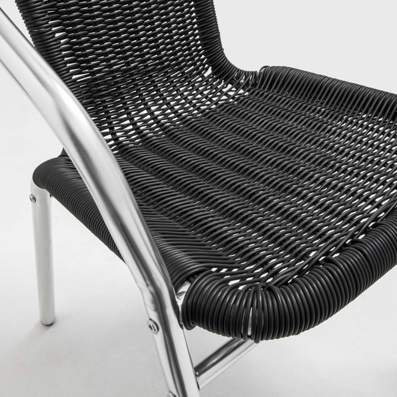 Chaise  en alu et résine noire pour café bistro (5/8)