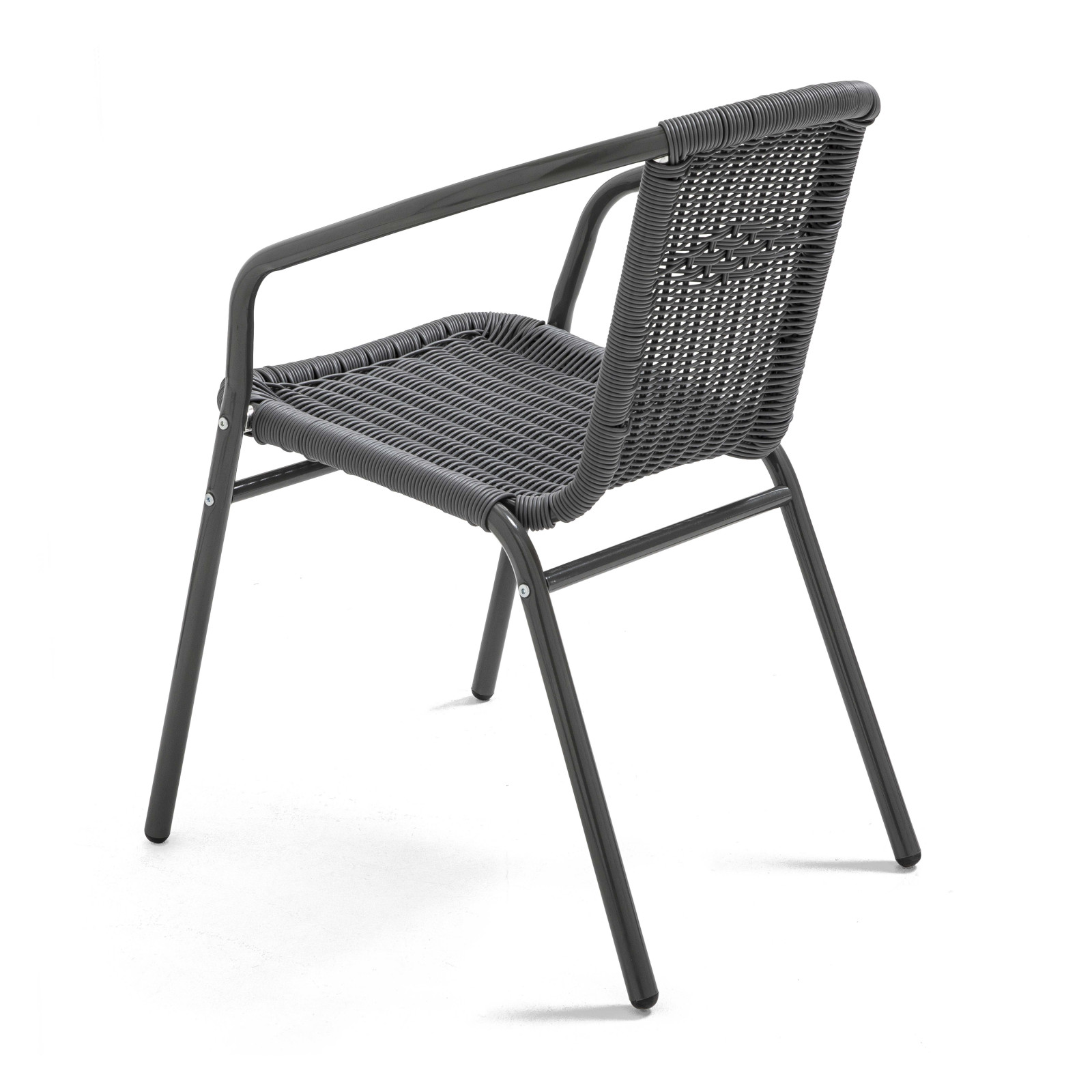 Chaise avec accoudoirs café restaurant en aluminium et résine grise