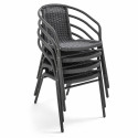 Lot de 4 fauteuils empilables en alu et résine grise bistro café