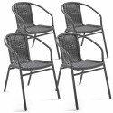 Lot de 4 Fauteuils terrasse en aluminium et grise