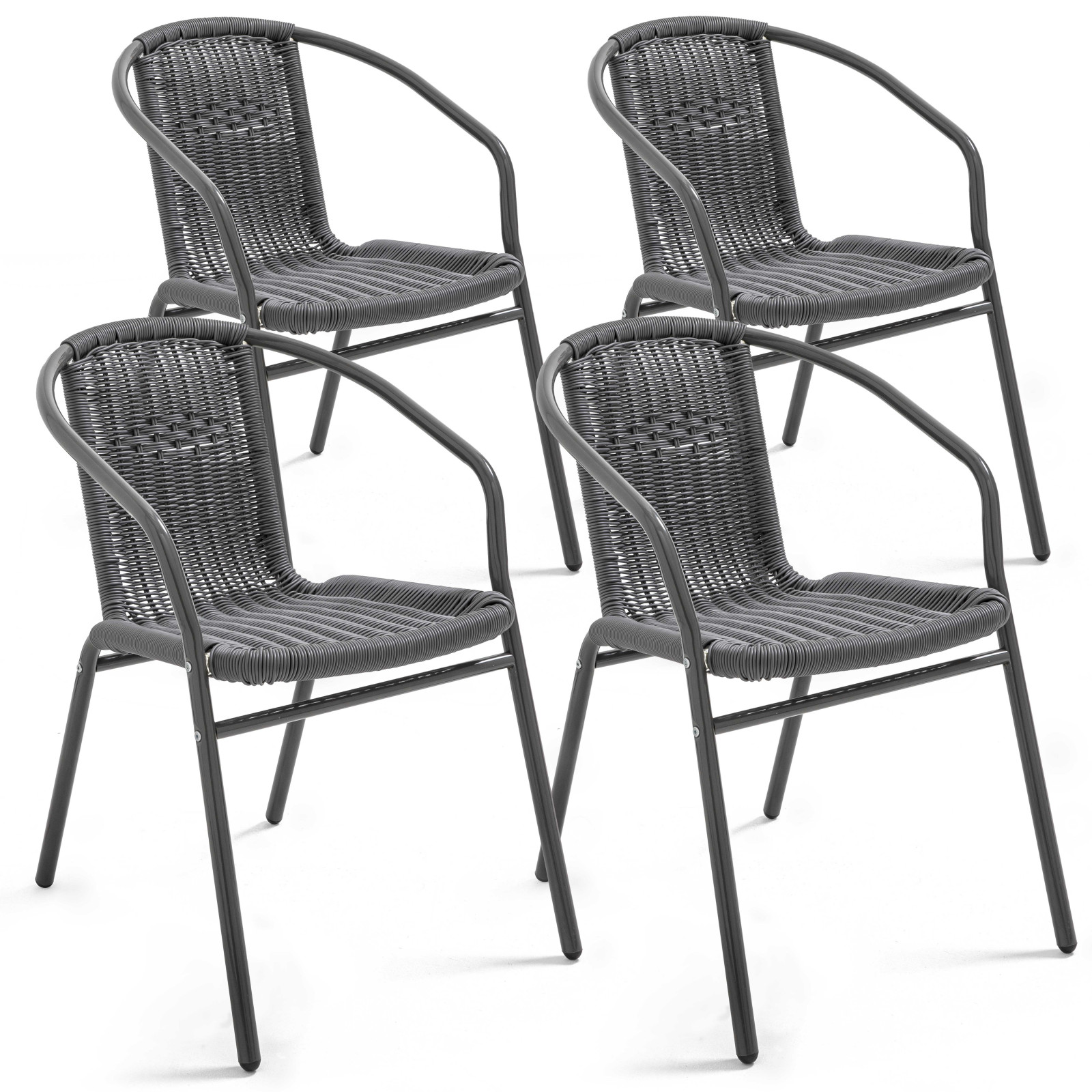 Lot de 4 Fauteuils terrasse en aluminium et grise