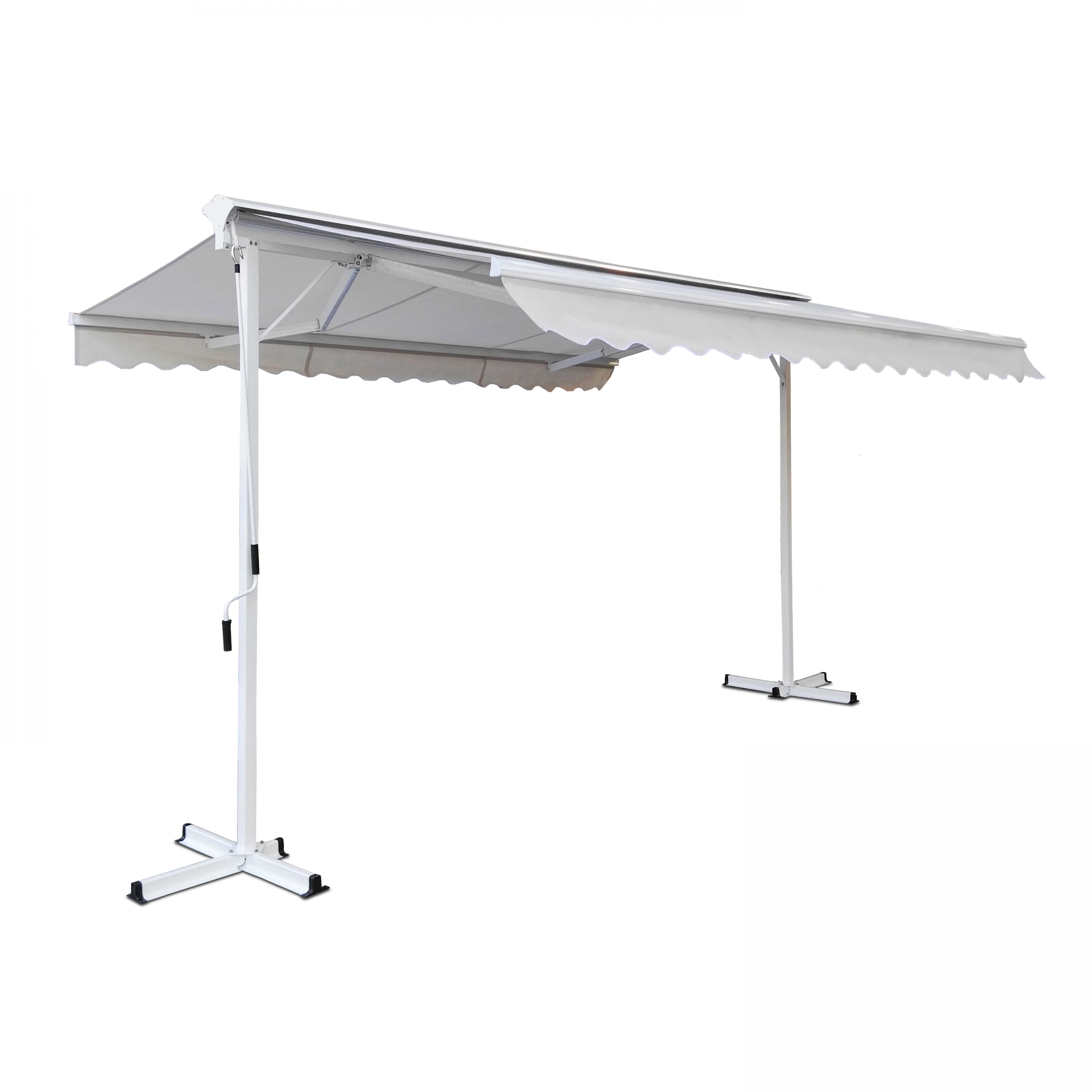 Store banne double pente en aluminium avec coffre - 3x4m