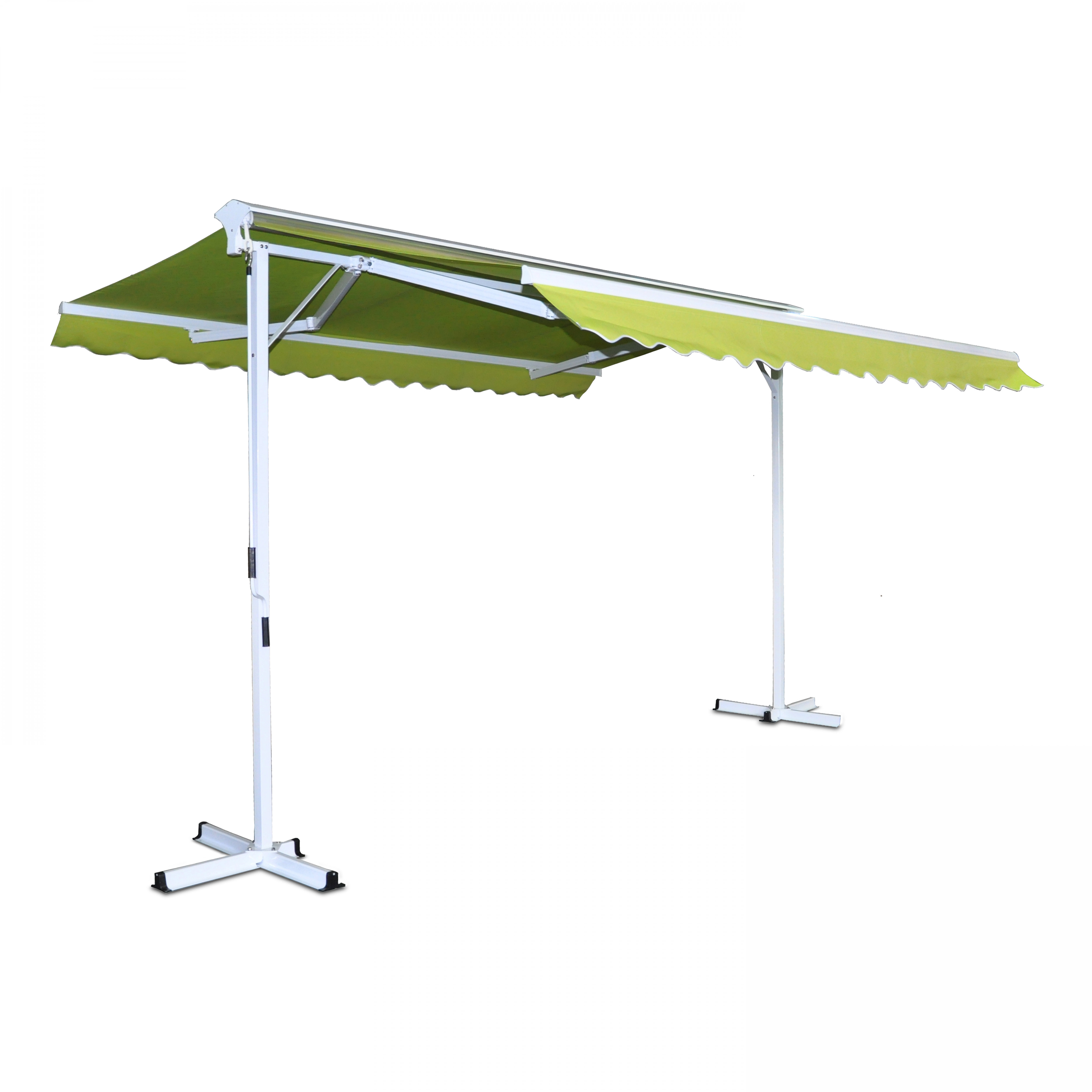Store banne double pente en aluminium avec coffre - 3x4m