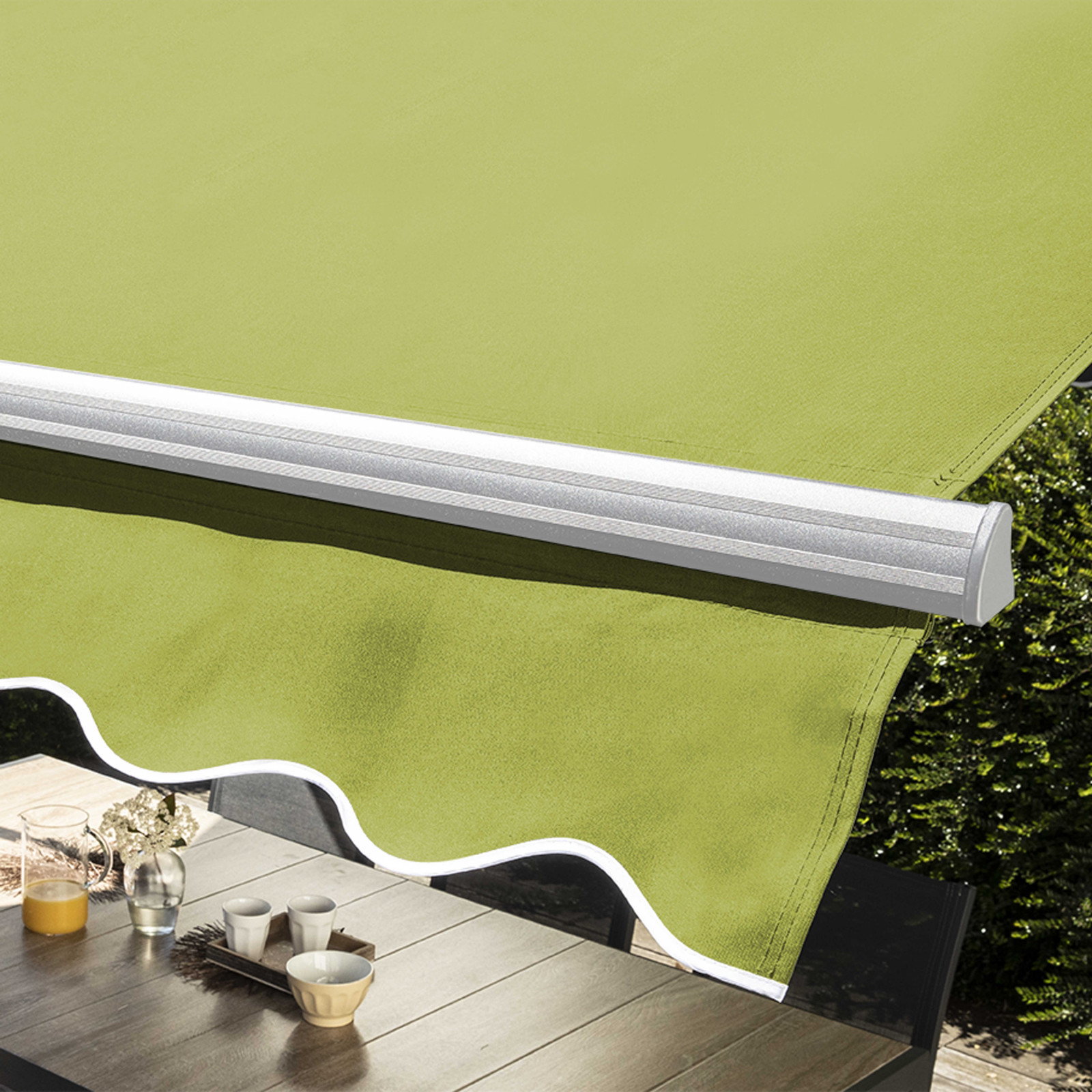 Store double pente 3x4m vert et 4 dalles de lestage