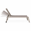 Lot de 2 transats matelassés en aluminium et textilène taupe