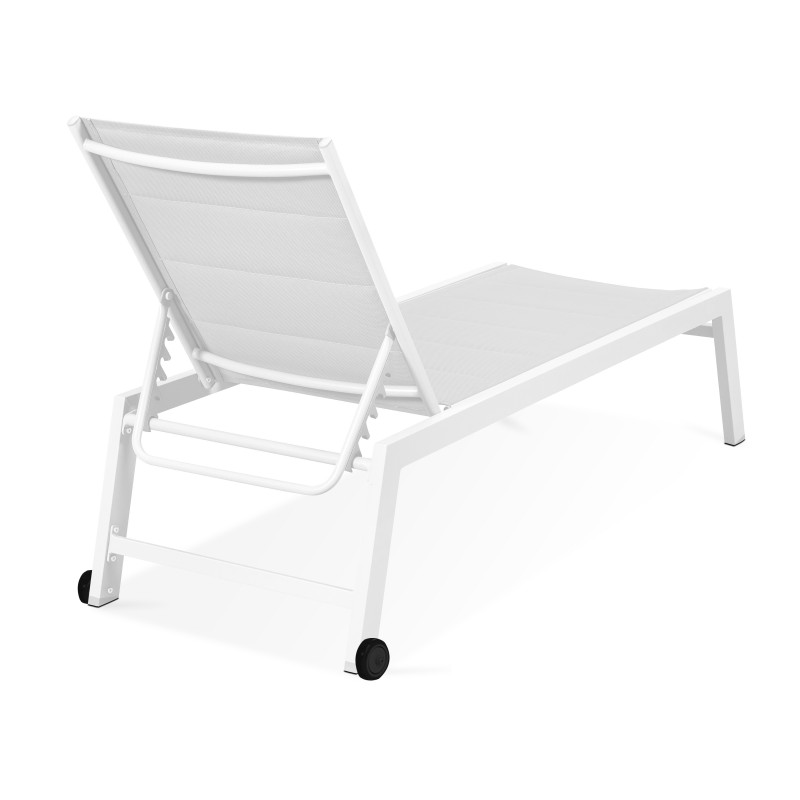 Lot de 2 bains de soleil matelassés en aluminium blanc (4/6)