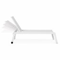 Lot de 2 transats matelassés en aluminium et textilène blanc