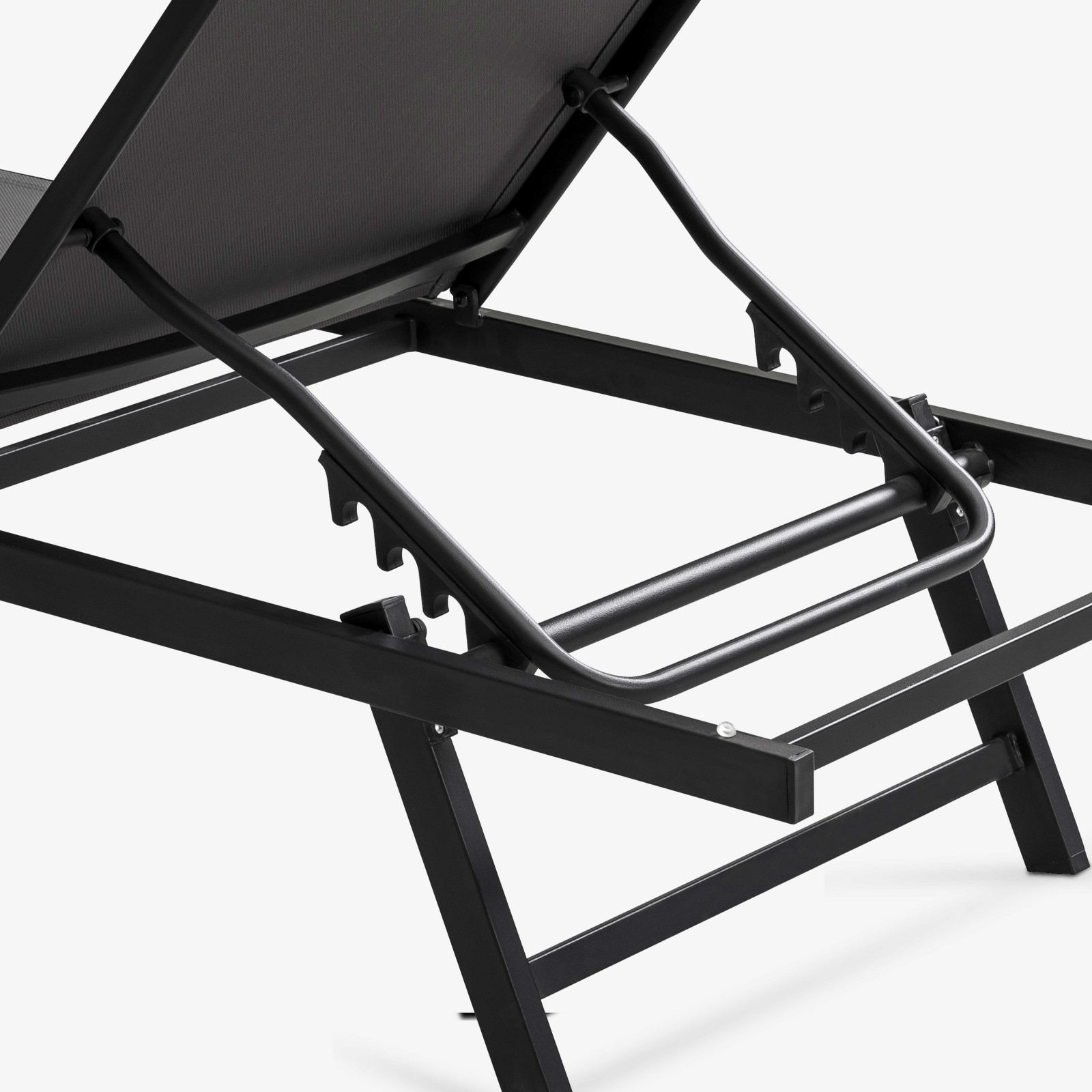 Zoom dossier Transat gris en acier et textilène