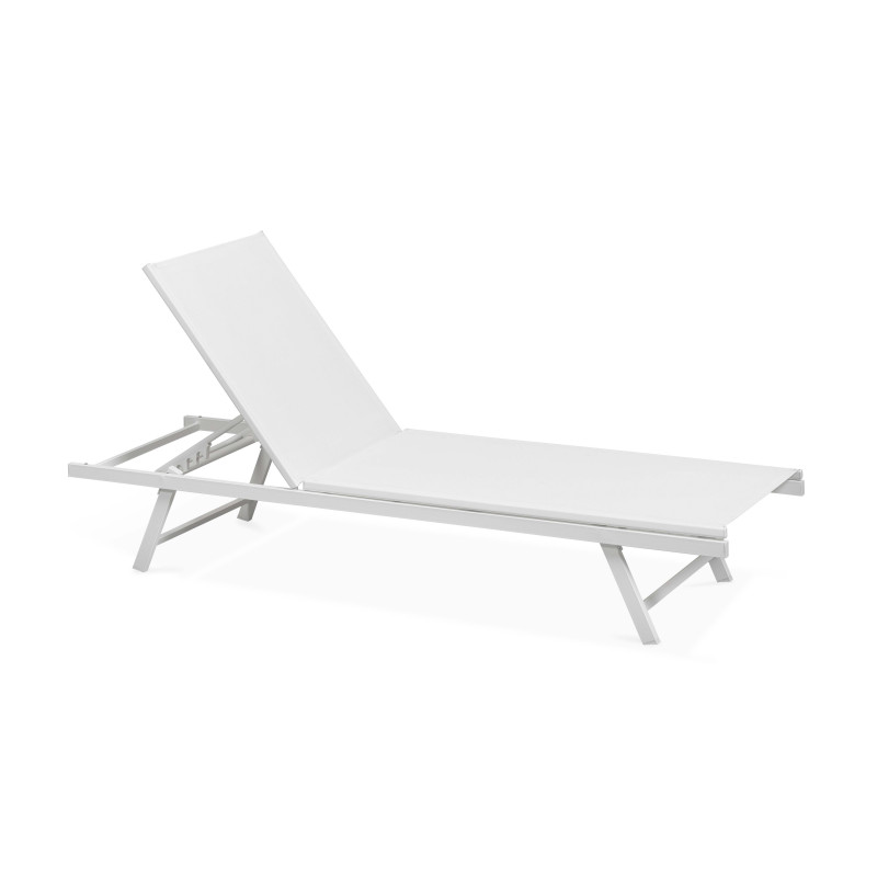 Transat blanc en acier et textilène