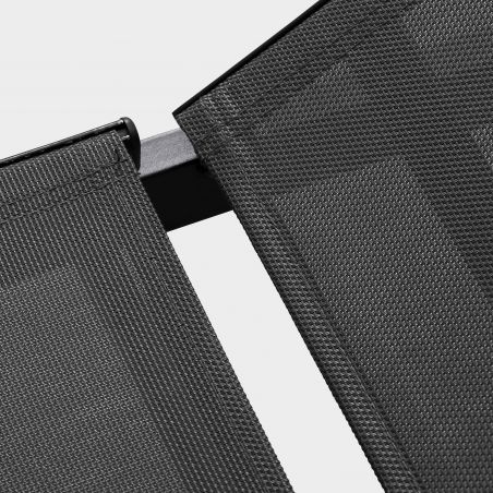 Zoom toile textilène Transat gris en acier