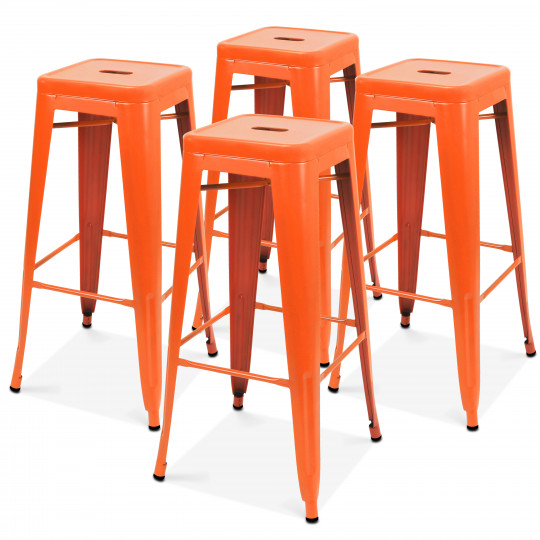 Tabourets de bar extérieur en métal mat — Lot de 4 | Mobeventpro
