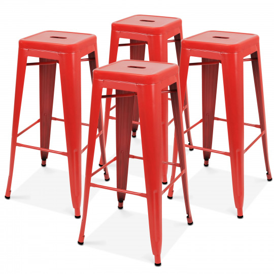 4 tabourets indus rouge