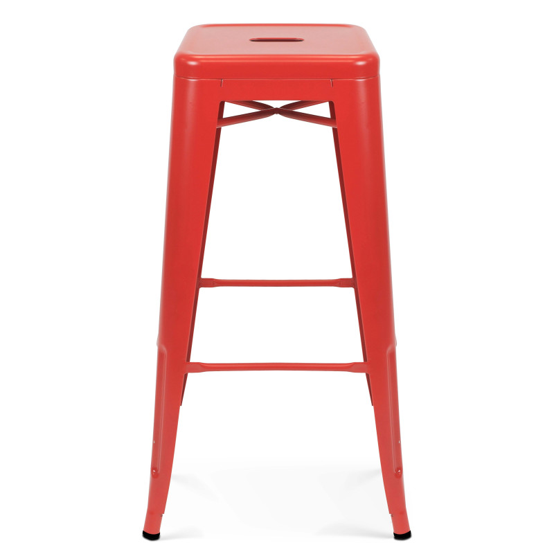 Tabouret en métal rouge (2/5)