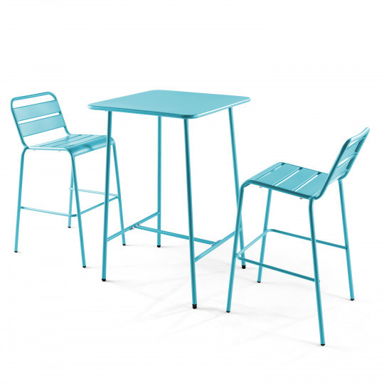 table bar grise et 2 tabourets
