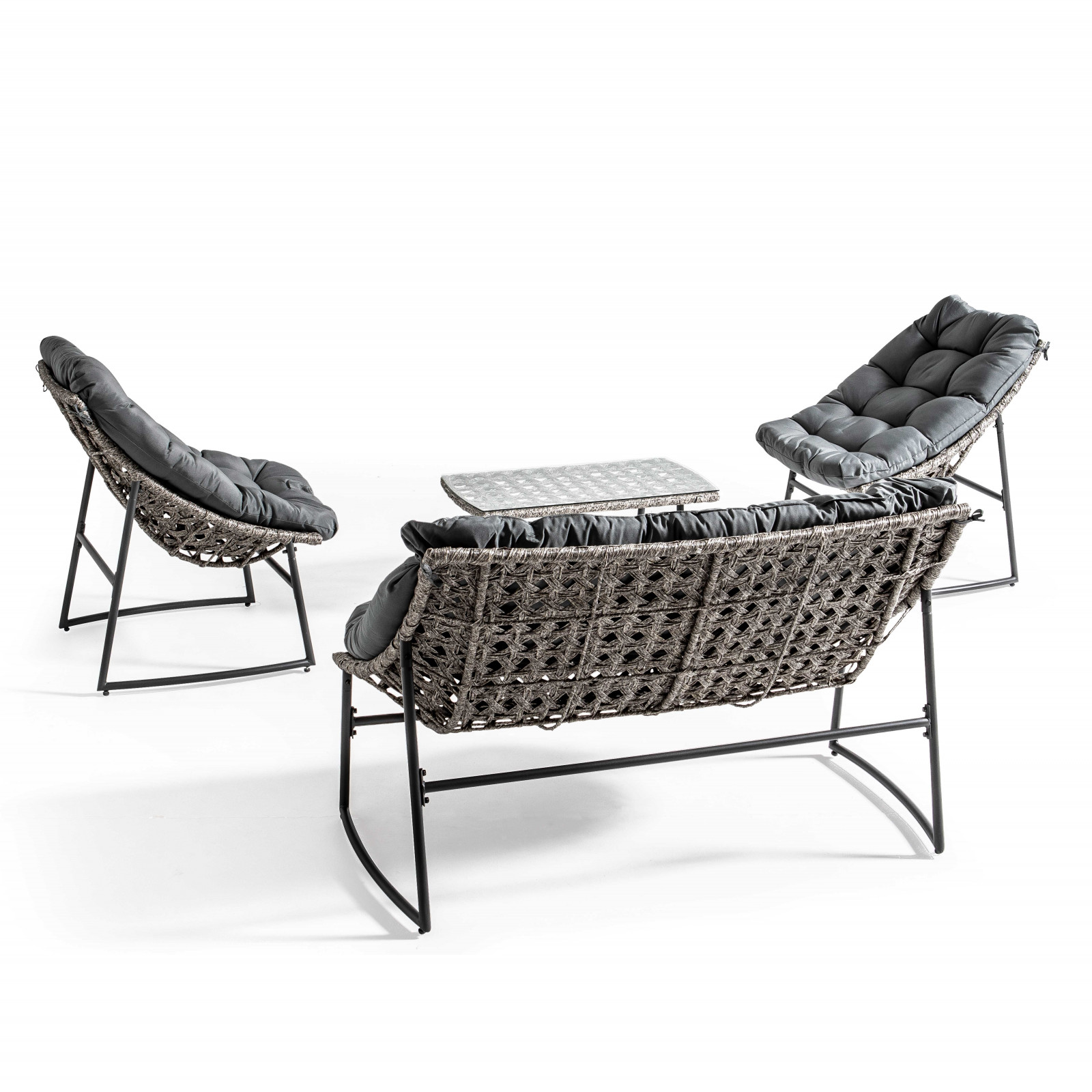 Salon de jardin 4 places avec coussins gris Salon de jardin 4 places avec coussins gris