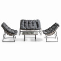 Salon de jardin 4 places avec coussins gris