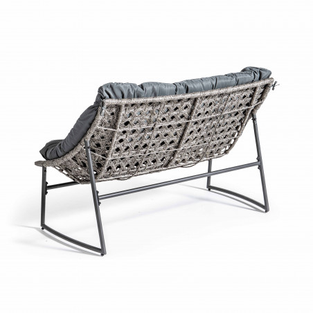 Canapé de jardin résine et métal avec coussins gris
