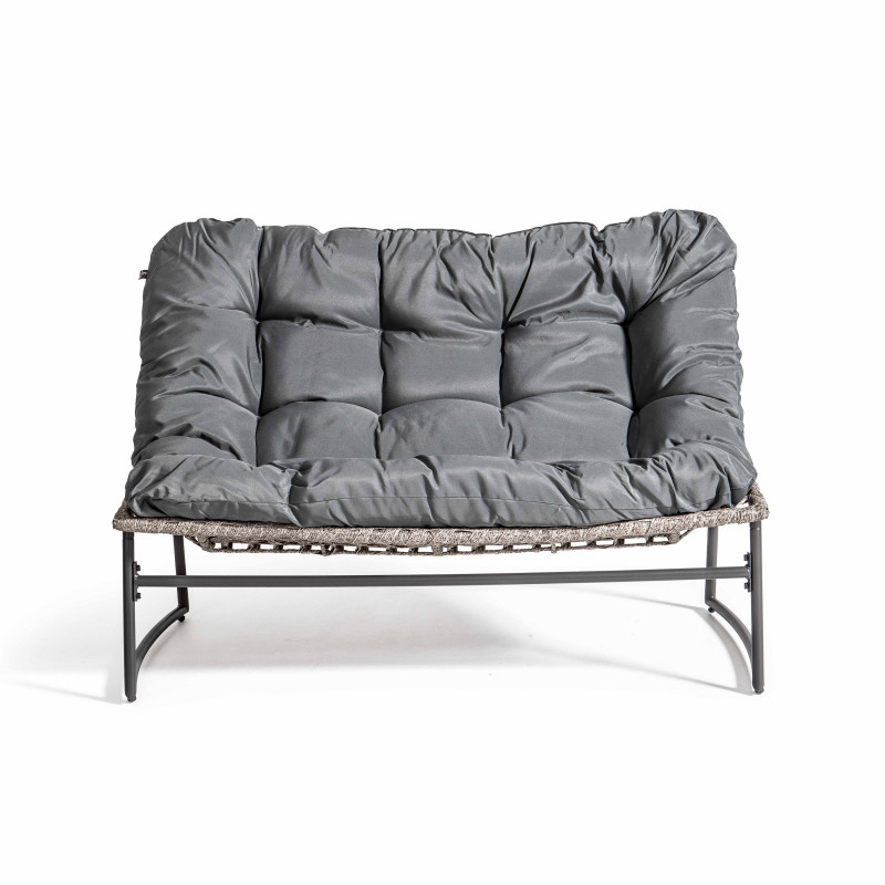 Canapé de jardin résine et métal avec coussins gris Canapé de jardin résine et métal avec coussins gris
