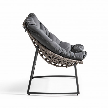 Fauteuil de jardin résine et métal avec coussins gris