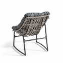Fauteuil de jardin résine et métal avec coussins gris