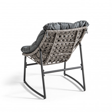Fauteuil de jardin résine et métal avec coussins gris