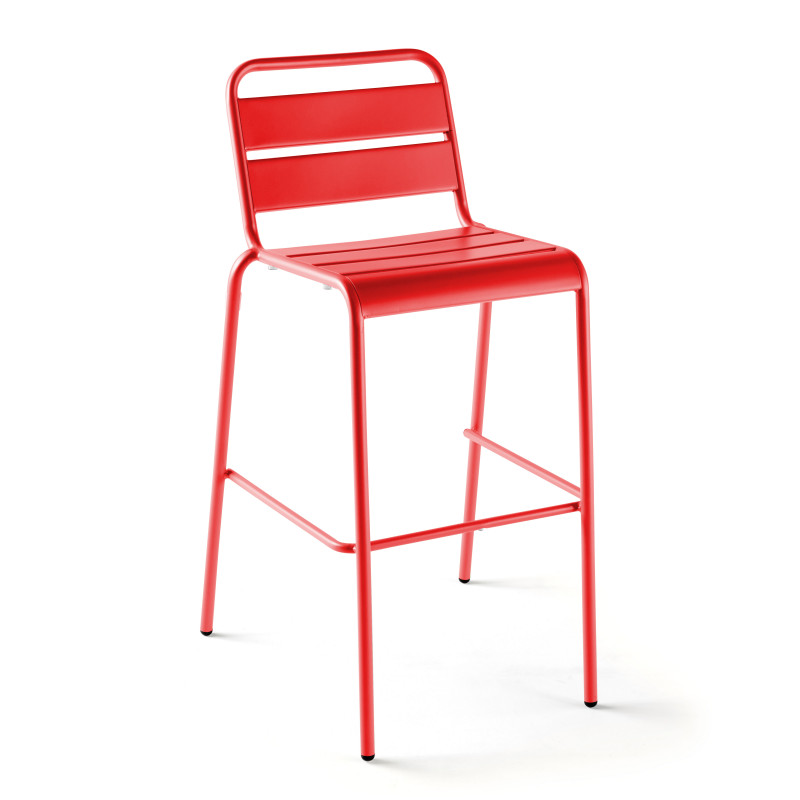 Tabouret en métal palavas rouge