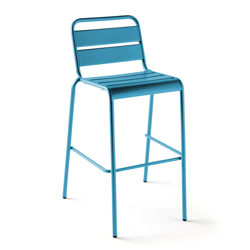 Tabouret en métal palavas bleu pacific