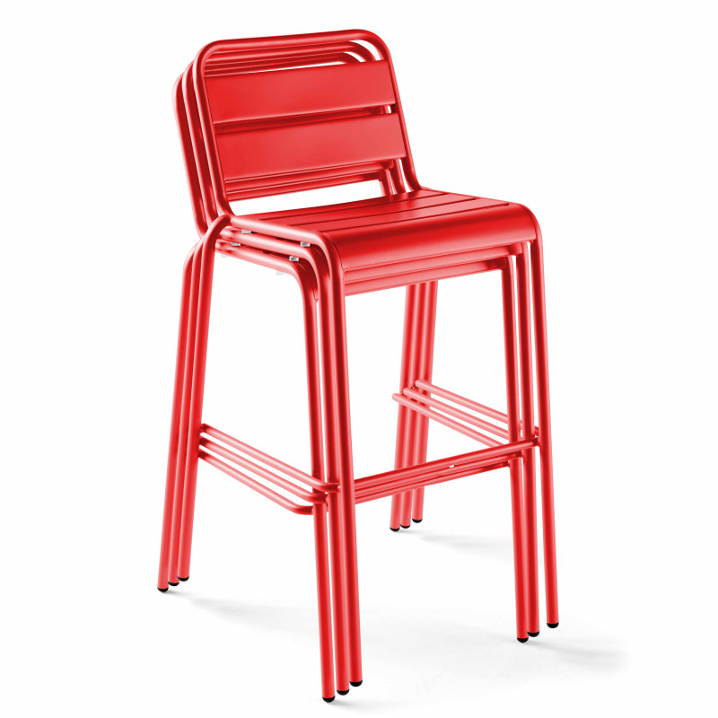 Tabouret empilables en métal palavas rouge