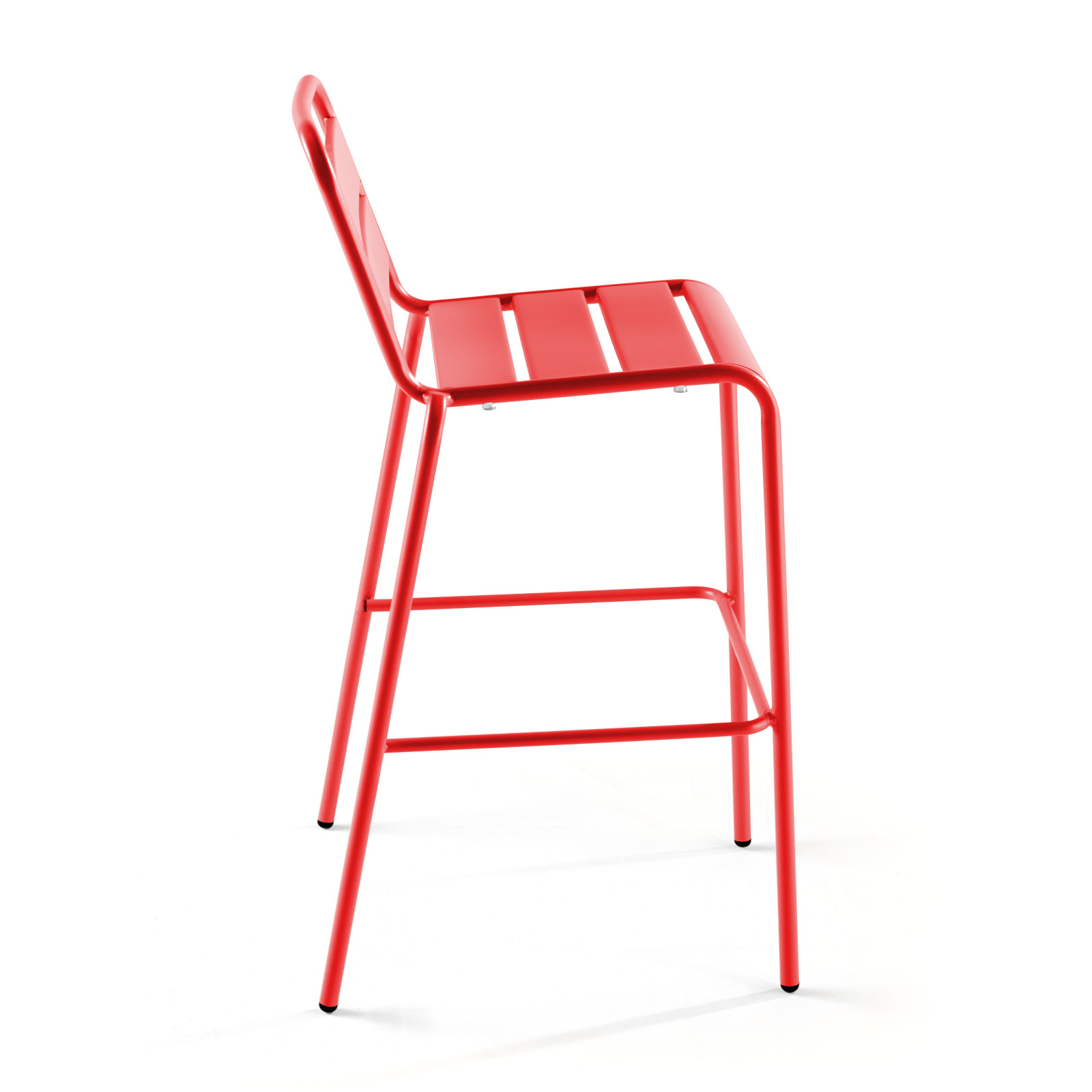 Tabouret en métal rouge