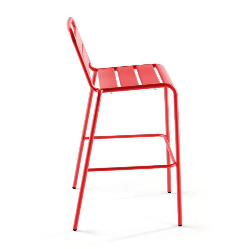 Tabouret en métal rouge