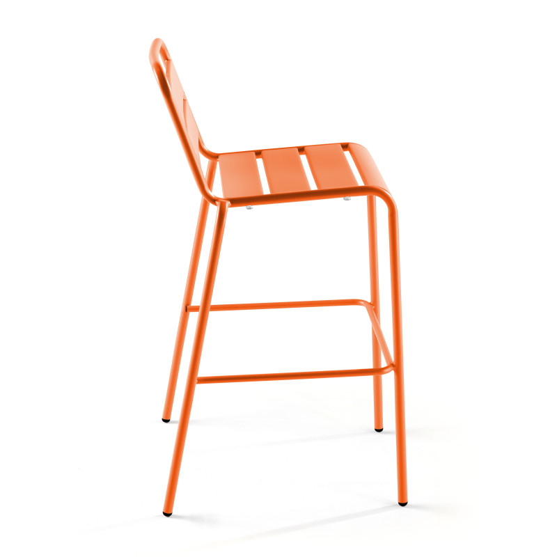 Tabouret en métal orange (6/8)