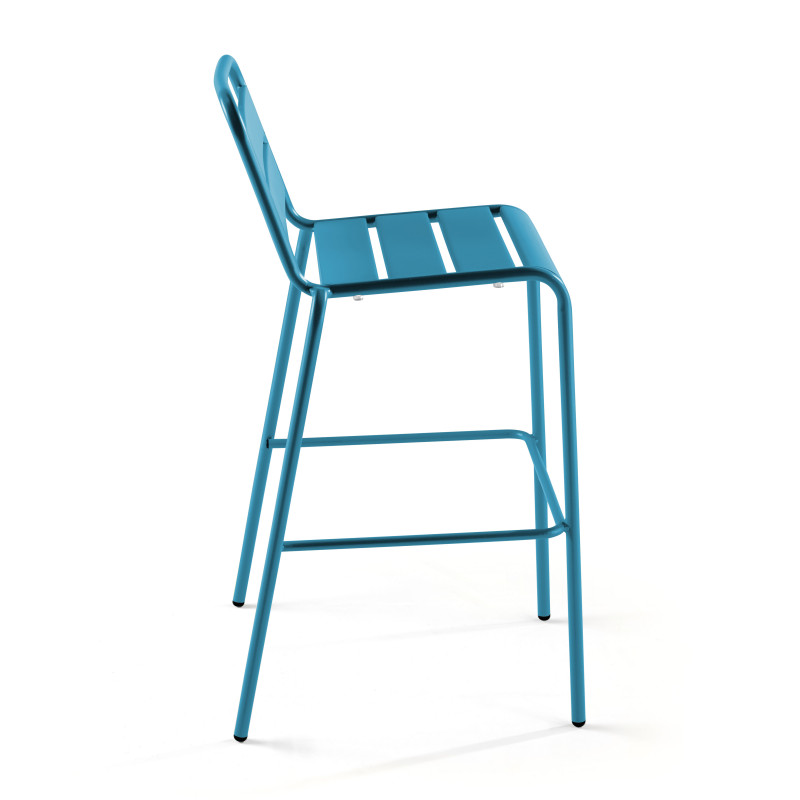 Tabouret en métal bleu pacific