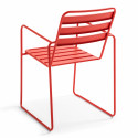 Fauteuil de jardin en métal ROUGE avec accoudoirs