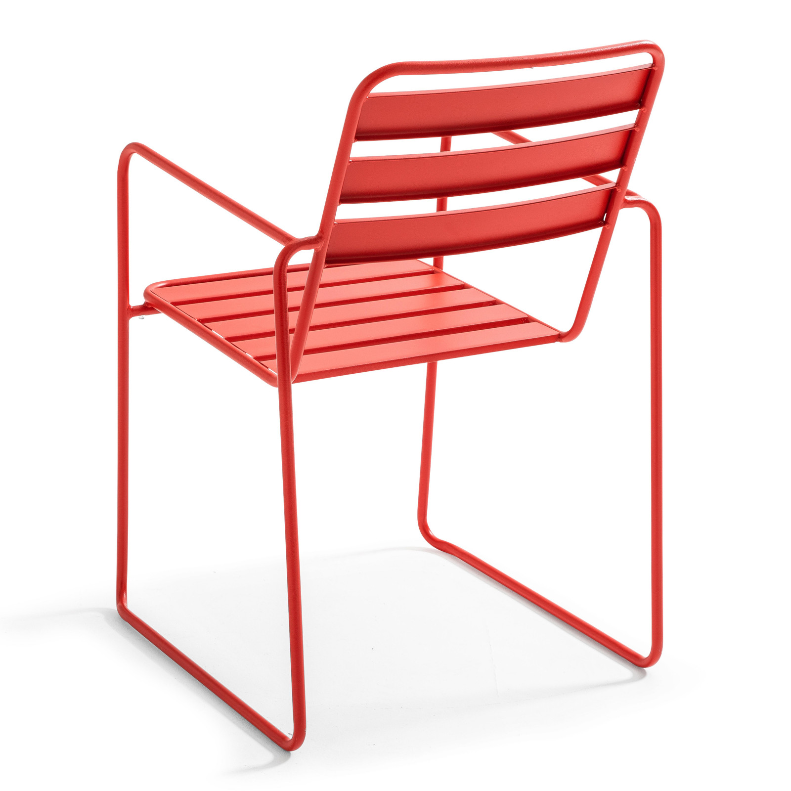 Fauteuil de jardin en métal ROUGE avec accoudoirs