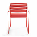 Chaise de jardin en métal avec accoudoirs ROUGE