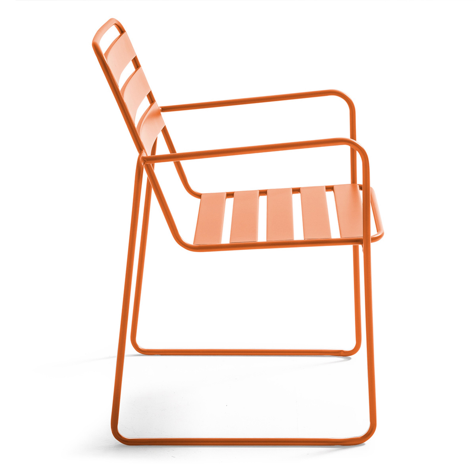 Chaise de jardin ORANGE en métal avec accoudoirs