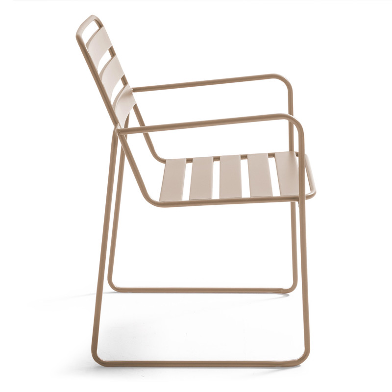 Chaise de jardin TAUPE en métal avec accoudoirs (2/5)