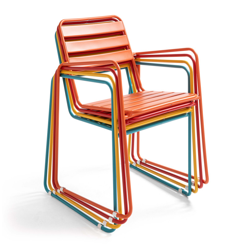 Chaise de jardin métal empilables avec accoudoirs Chaise de jardin métal empilables avec accoudoirs