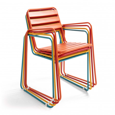 Chaise de jardin métal empilables avec accoudoirs