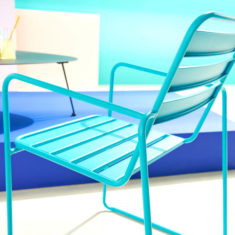 Fauteuil de jardin en métal BLEU (4/5)