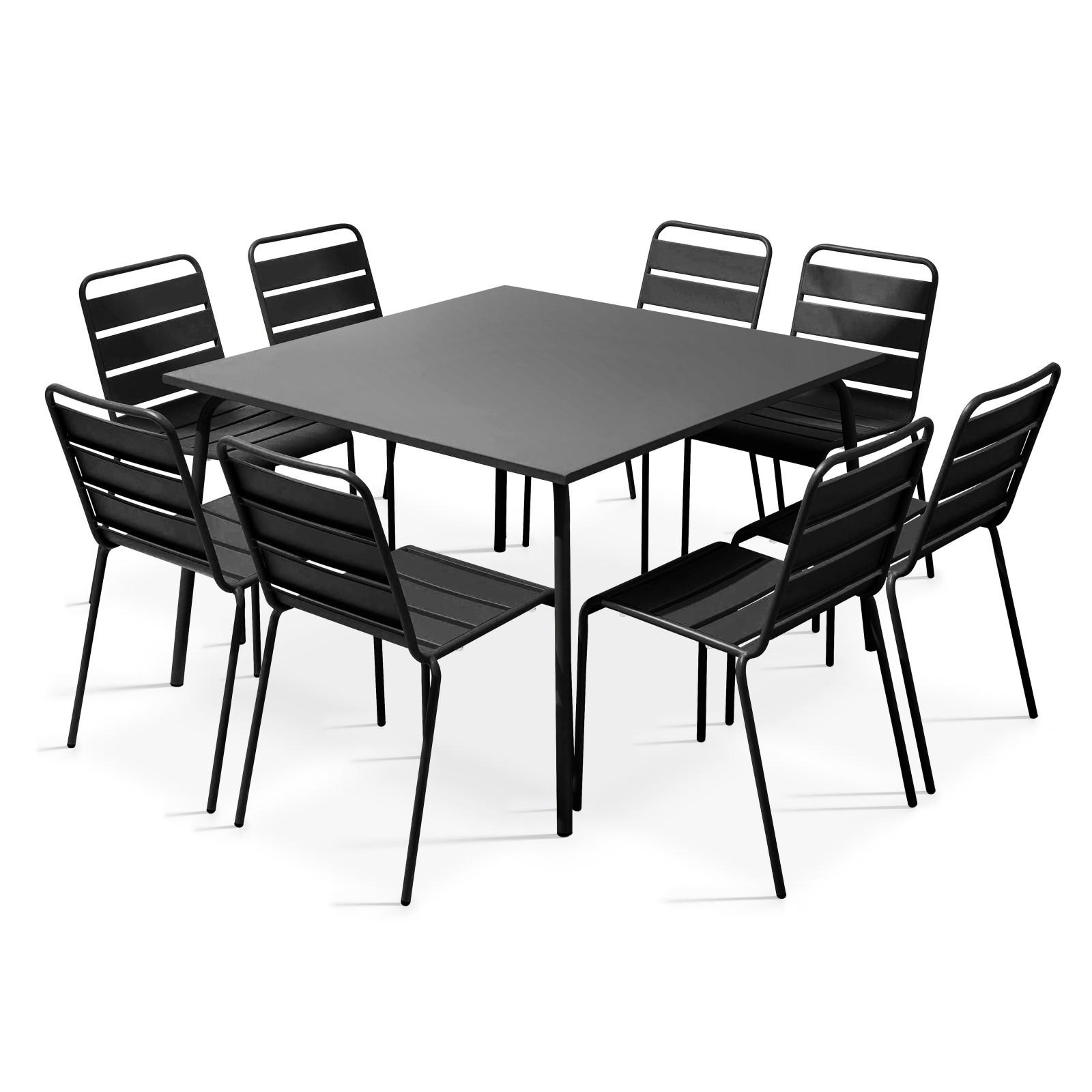 Salon de jardin table en métal carrée GRISE