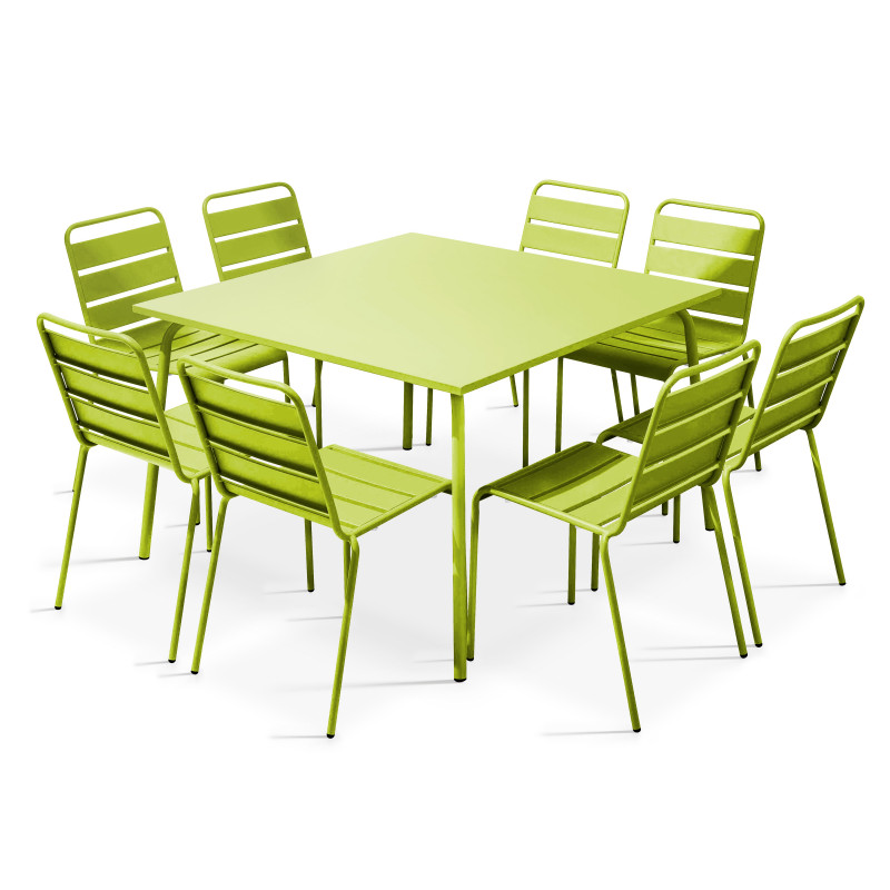 Salon de jardin table en métal carrée VERTE (68/110)