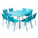 Salon de jardin table en métal carrée BLEUE