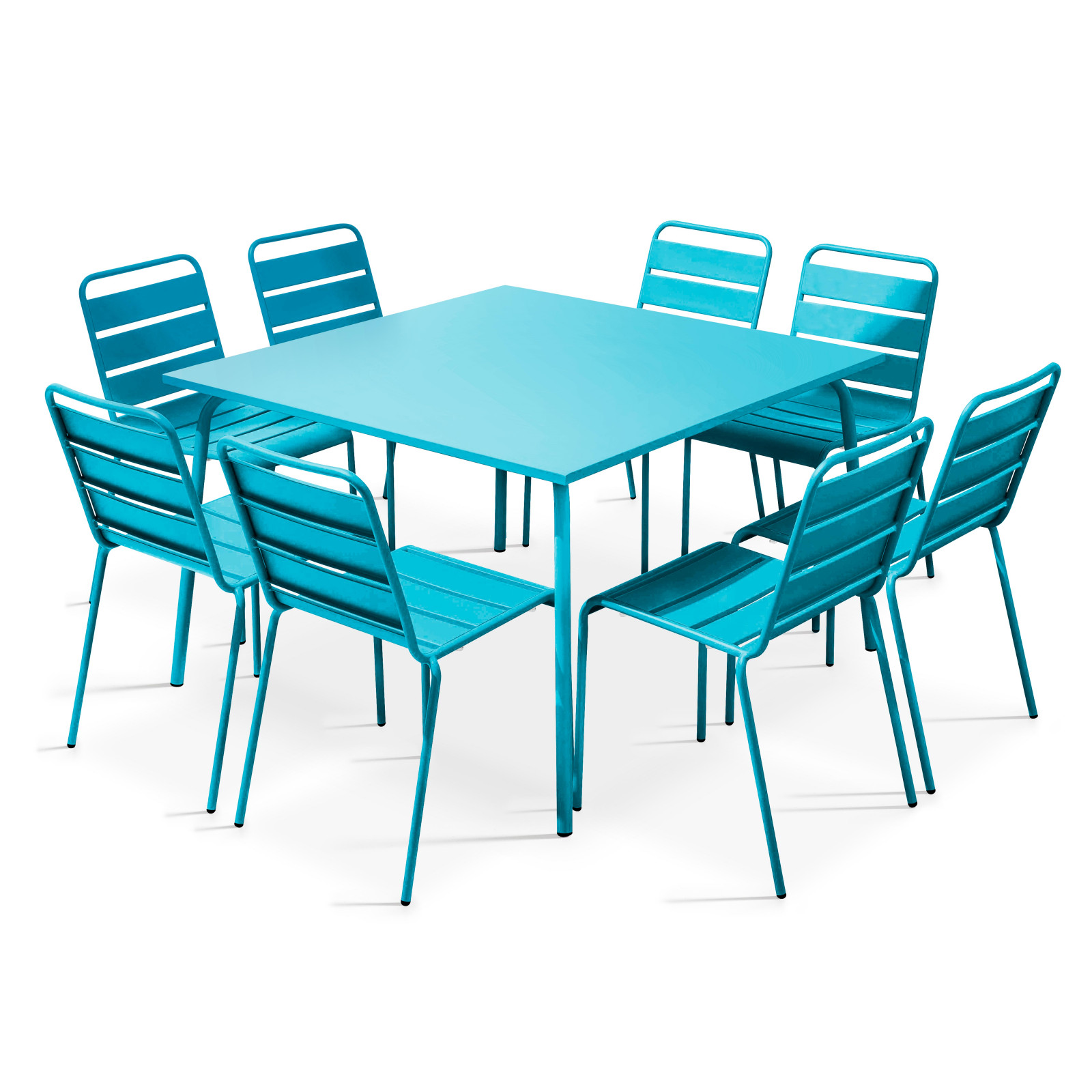 Salon de jardin table en métal carrée BLEUE