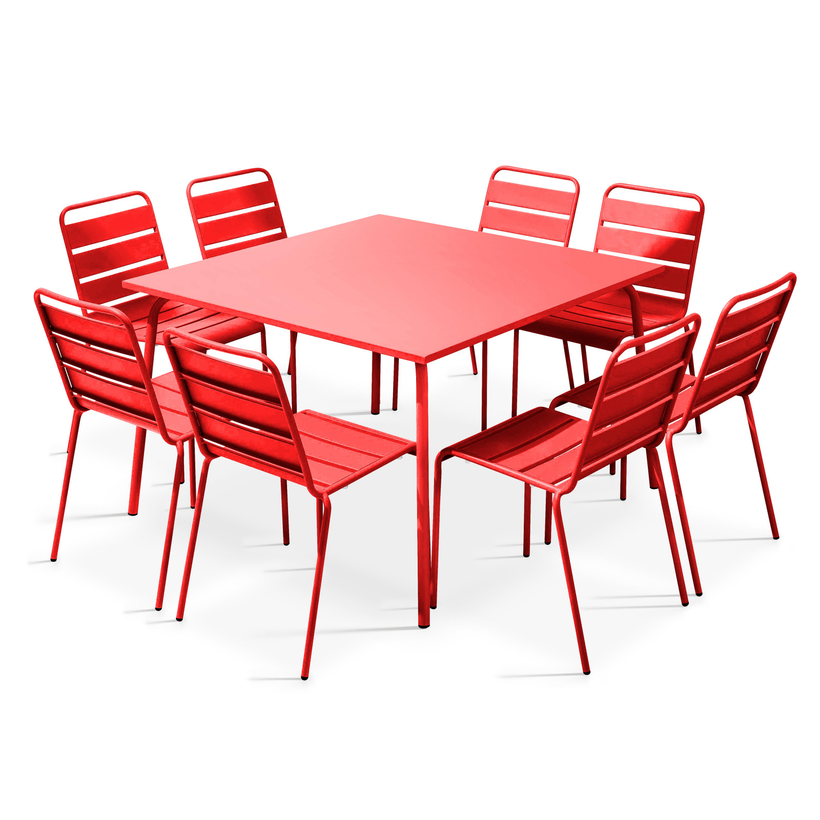 Salon de jardin table en métal carrée ROUGE