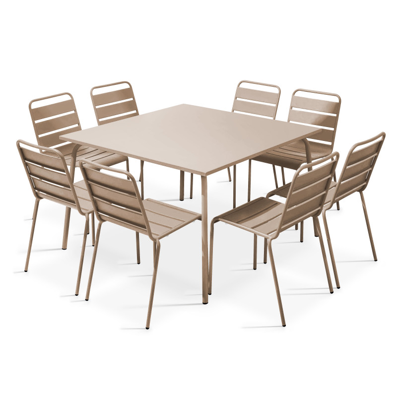 Salon de jardin table en métal carrée TAUPE (61/110)