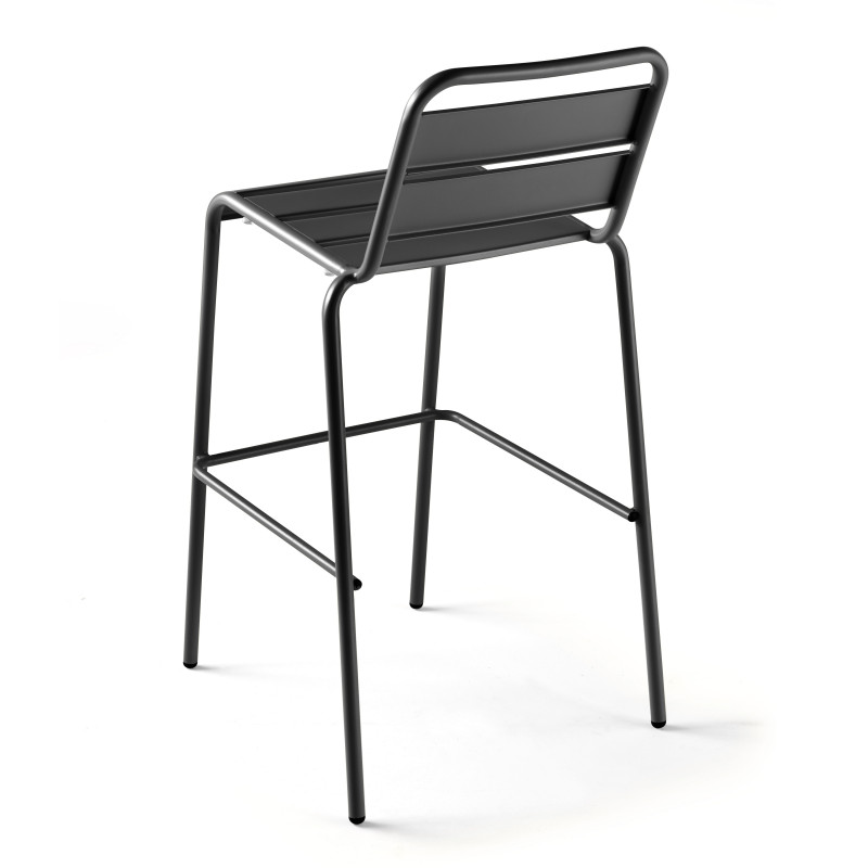 Tabouret en métal avec dossier GRIS
