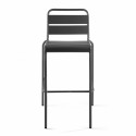 Chaise haute GRISE en métal avec dossier